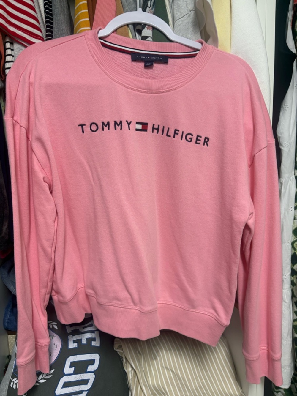 Tommy Hilfiger Pink Logo Crewneck Sweatshirt